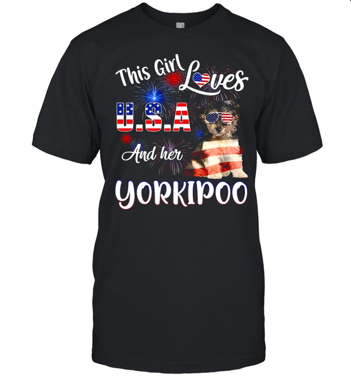 This Girl Loves USA And Her Yorkipoo American Flag T-shirt Classic Men's T-shirt