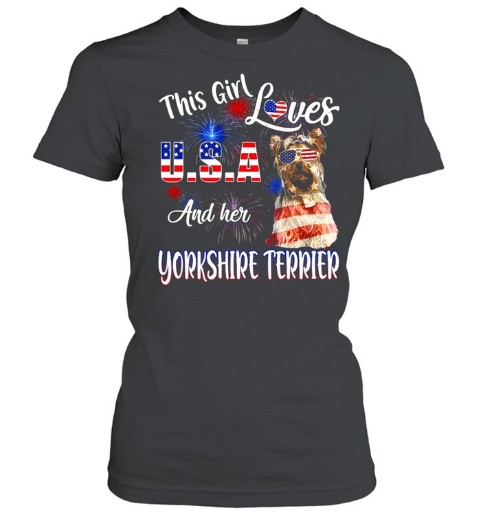 This Girl Loves USA And Her Yorkshire Terrier T-shirt Classic Women's T-shirt