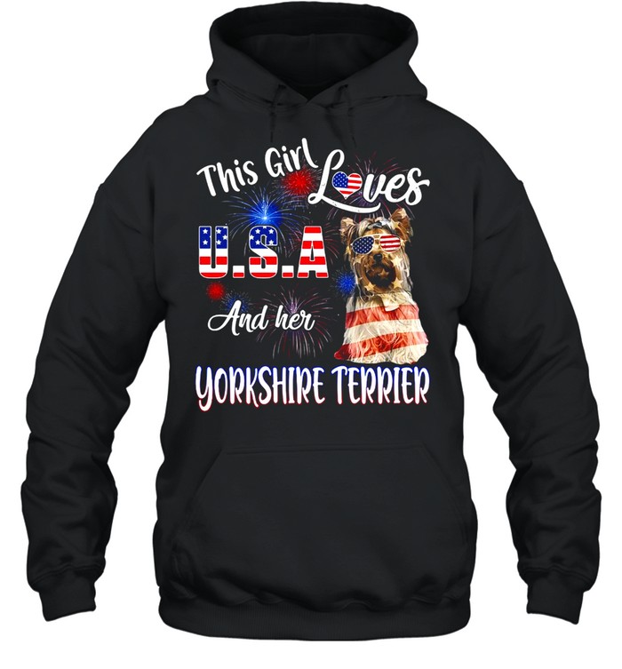 This Girl Loves USA And Her Yorkshire Terrier T-shirt Unisex Hoodie