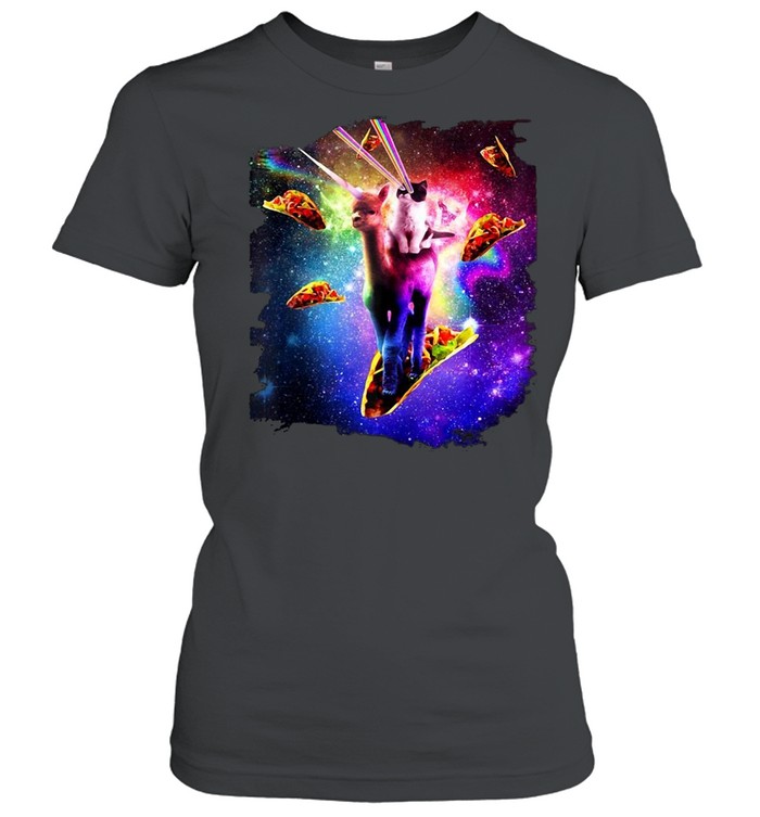 Cosmic Cat Riding Alpaca Unicorn Tacos T-shirt Classic Women's T-shirt