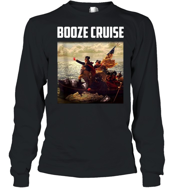 Political Party Booze Cruise Shades & Red Cups Patriotic T-shirt Long Sleeved T-shirt