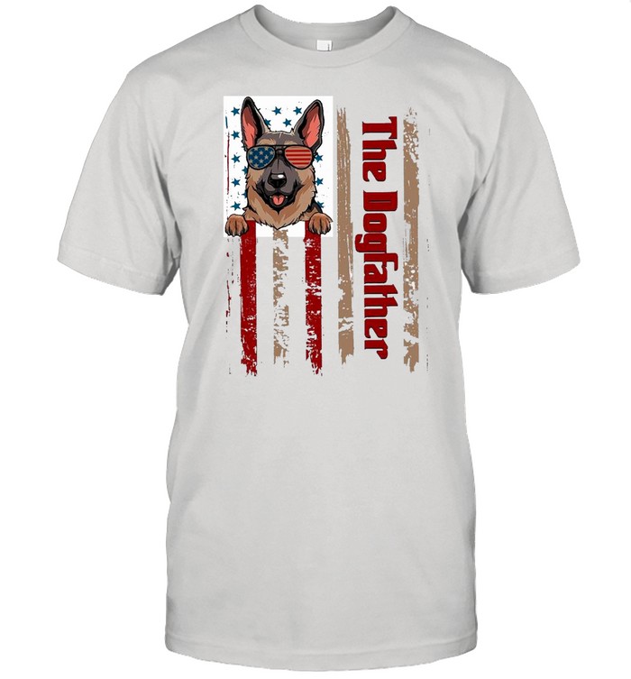 German Shepherd The Dogfather American Flag shirt Classic Men's T-shirt