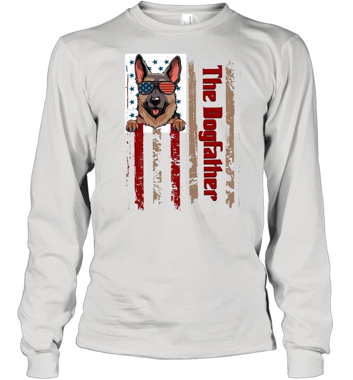 German Shepherd The Dogfather American Flag shirt Long Sleeved T-shirt