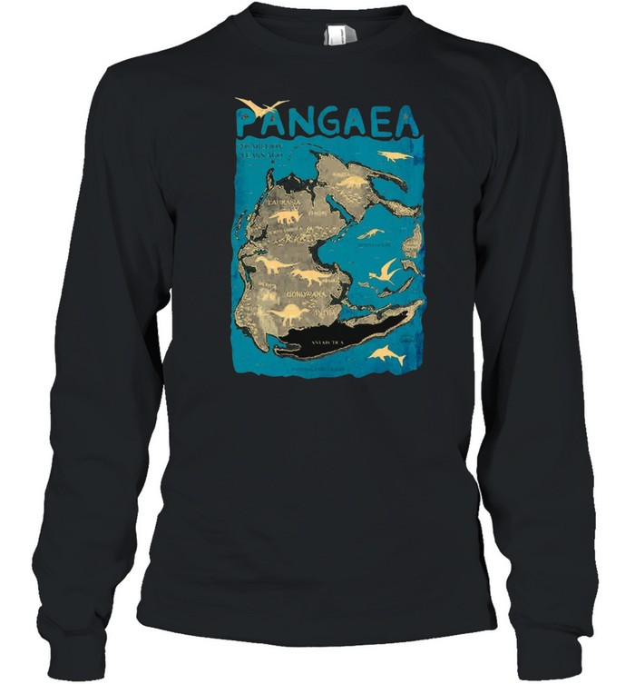 Pangaea 200 million years ago laurasia europe north america gondwana india shirt Long Sleeved T-shirt