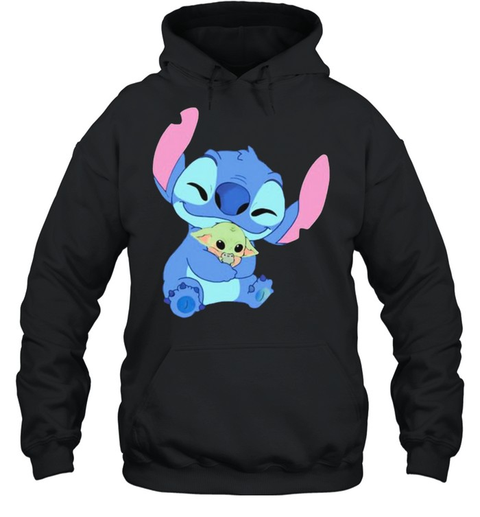 Stitch hug baby yoda shirt