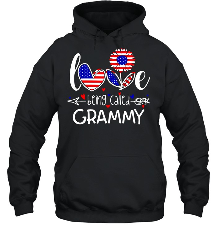 American Flag Flower Love Being Called Grammy T-shirt Unisex Hoodie