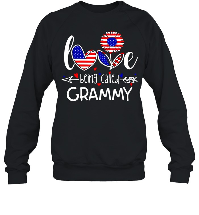 American Flag Flower Love Being Called Grammy T-shirt Unisex Sweatshirt
