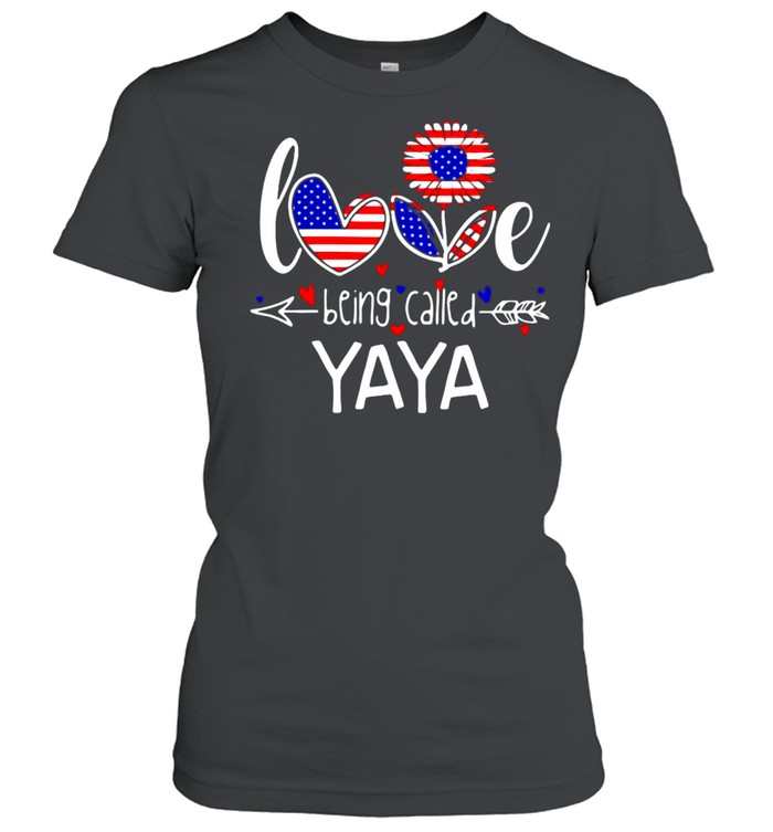 American Flag Sunflower Love Being Called Yaya T-shirt Classic Women's T-shirt