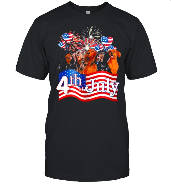 Dachshund We love America Too Happy 4th Of July Firework  Classic Men's T-shirt