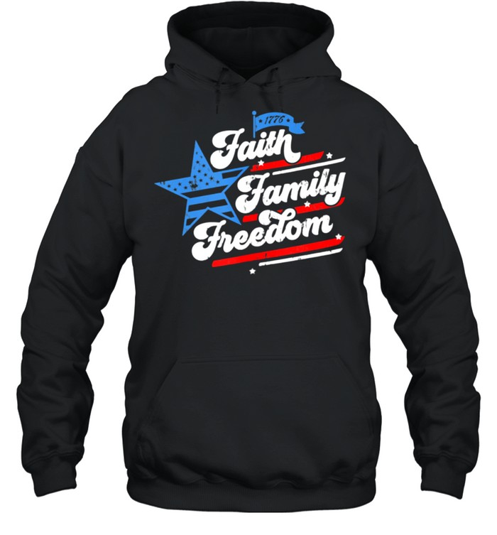 Patriotic Mom Faith Family Freedom Quote Fourth Of July 4th shirt Unisex Hoodie