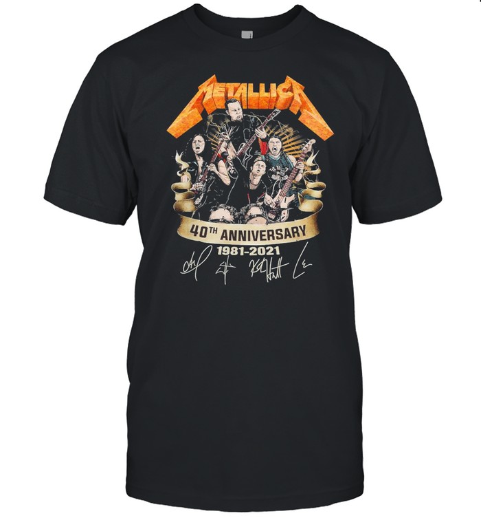 40th Anniversary 1981 2021 Metallica Art Band Music Legend Signatures Classic Men's T-shirt