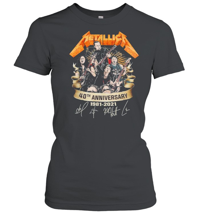 40th Anniversary 1981 2021 Metallica Art Band Music Legend Signatures Classic Women's T-shirt