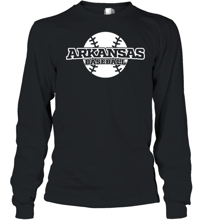 Arkansas Baseball Block Font T- Long Sleeved T-shirt