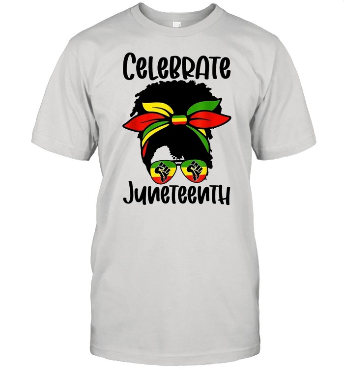 Celebrate Juneteenth Independence Day Black Messy Bun Classic Men's T-shirt