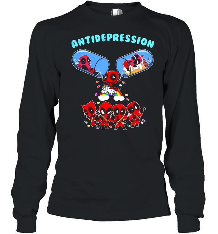 Deadpool And Unicorn Antidepression T-shirt Long Sleeved T-shirt