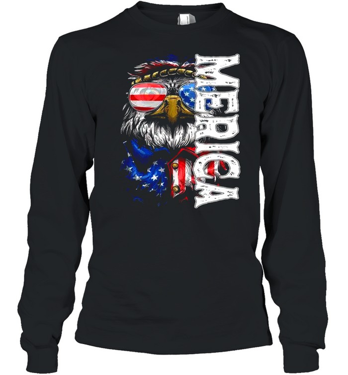 Patriotic Bald Eagle Merica 4th Of July Merica Eagle Long Sleeved T-shirt