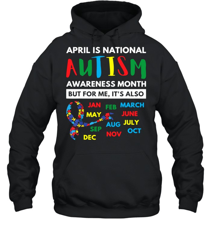 April is national autism awareness month Rainbow  Unisex Hoodie