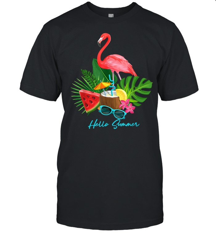 Hello Summer Vacation Tropical Flamingo shirt