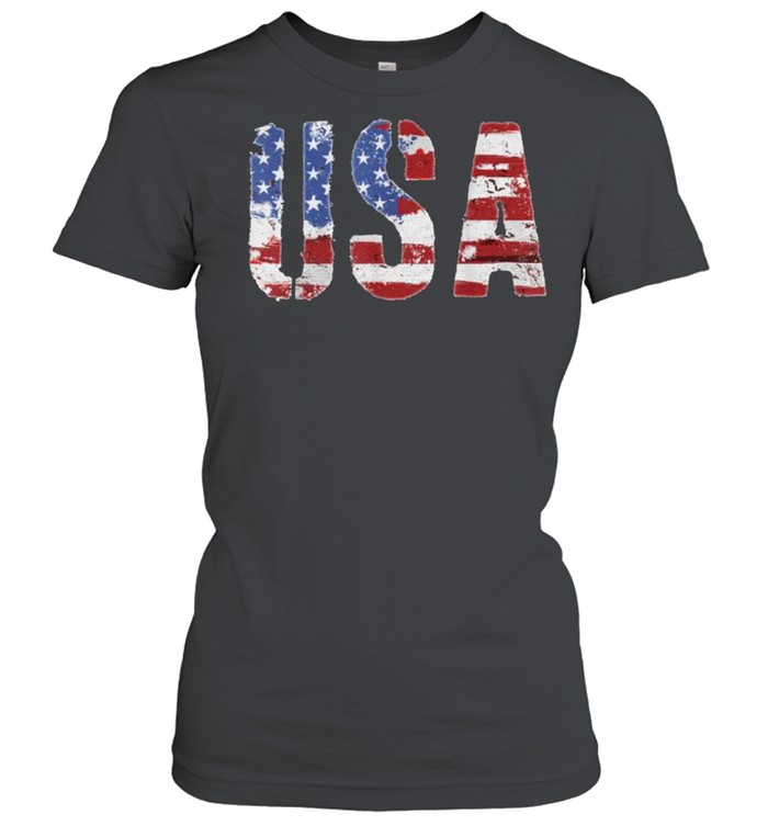 Vintage American Flag USA 4th of July T- Classic Women's T-shirt