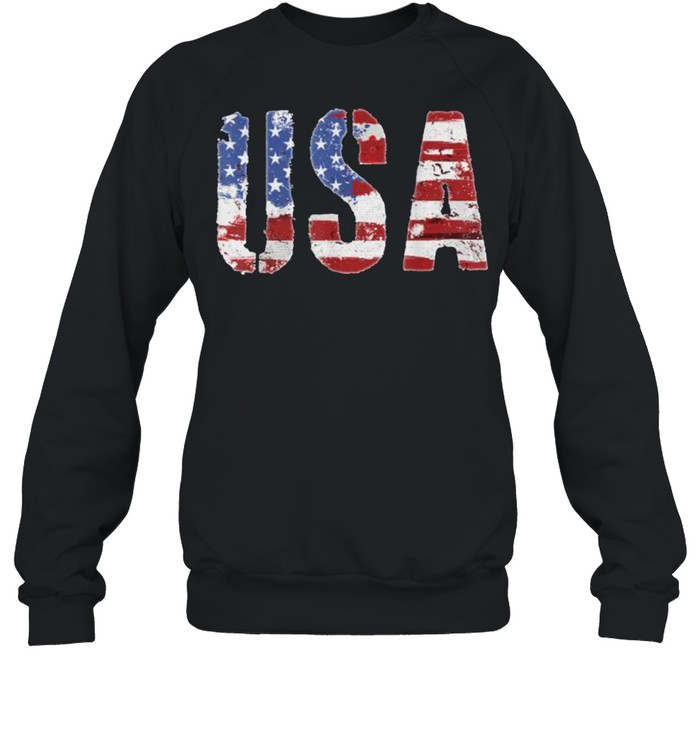 Vintage American Flag USA 4th of July T- Unisex Sweatshirt