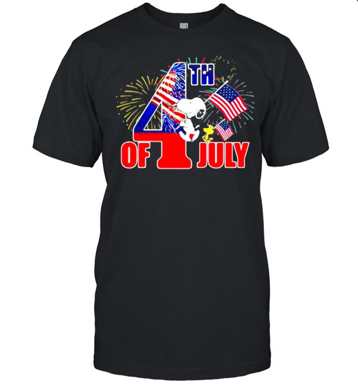 4th Of July Firework Snoopy American Flag  Classic Men's T-shirt