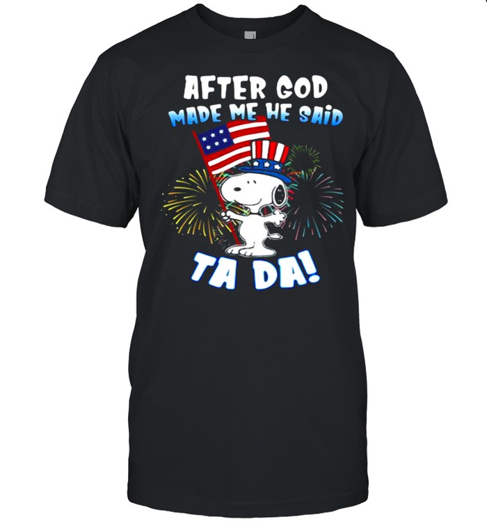 After God Made Me He Said Ta Da Snoopy American Flag Firework Classic Men's T-shirt