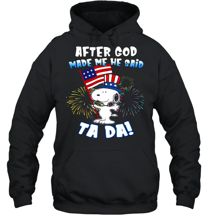 After God Made Me He Said Ta Da Snoopy American Flag Firework Unisex Hoodie