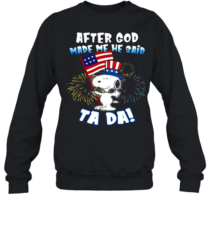 After God Made Me He Said Ta Da Snoopy American Flag Firework Unisex Sweatshirt