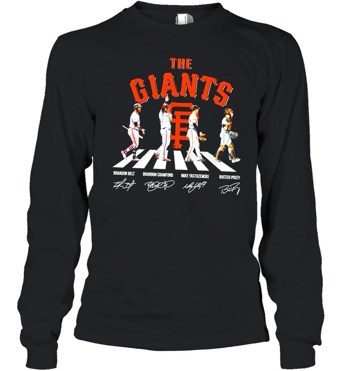 The giants abbey road brandon belt and brandon crawford and mike yastrzemski and buster posey shirt Long Sleeved T-shirt