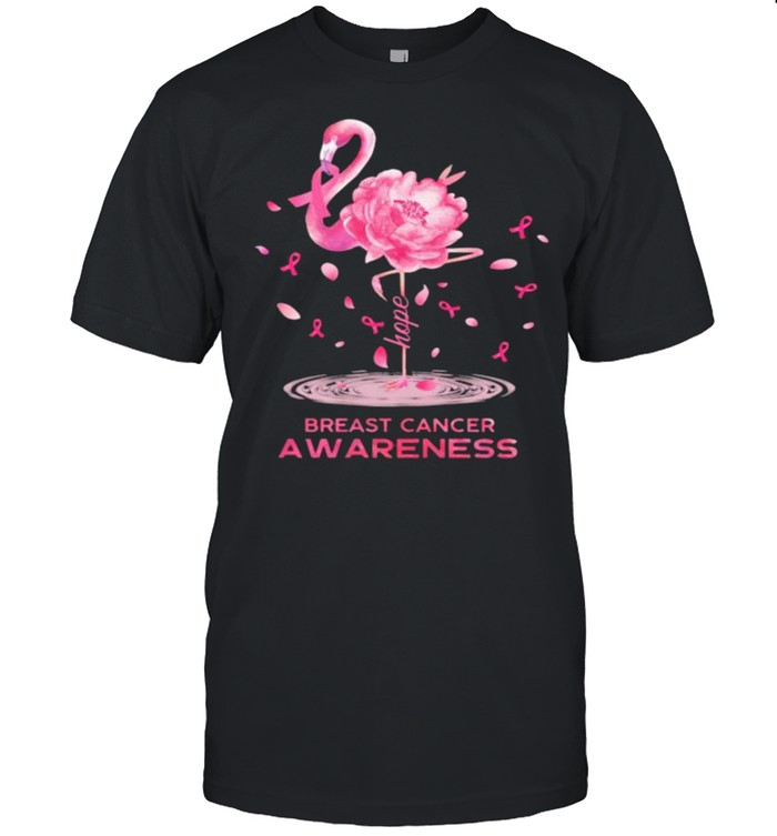 Flamingo Breast Cancer Awareness Hope Flower Shirt