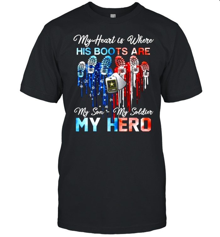 My heart is where his boots are my son my soldier my hero T- Classic Men's T-shirt