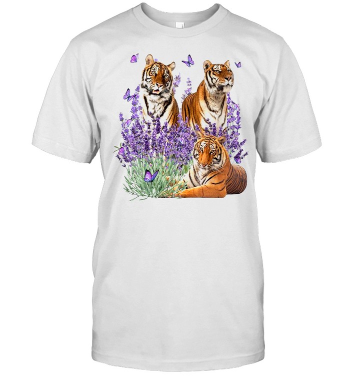 Tiger and Gorgeous Purple flower – for tiger lover shirt Classic Men's T-shirt