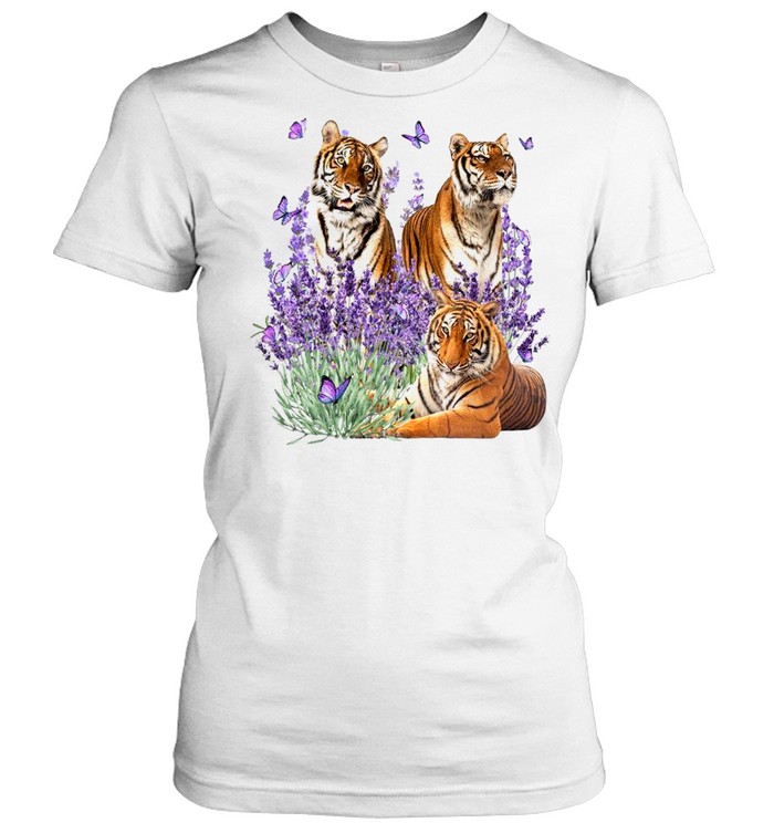 Tiger and Gorgeous Purple flower – for tiger lover shirt Classic Women's T-shirt