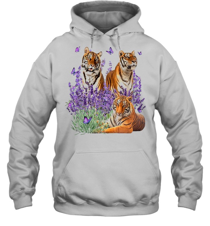 Tiger and Gorgeous Purple flower – for tiger lover shirt Unisex Hoodie