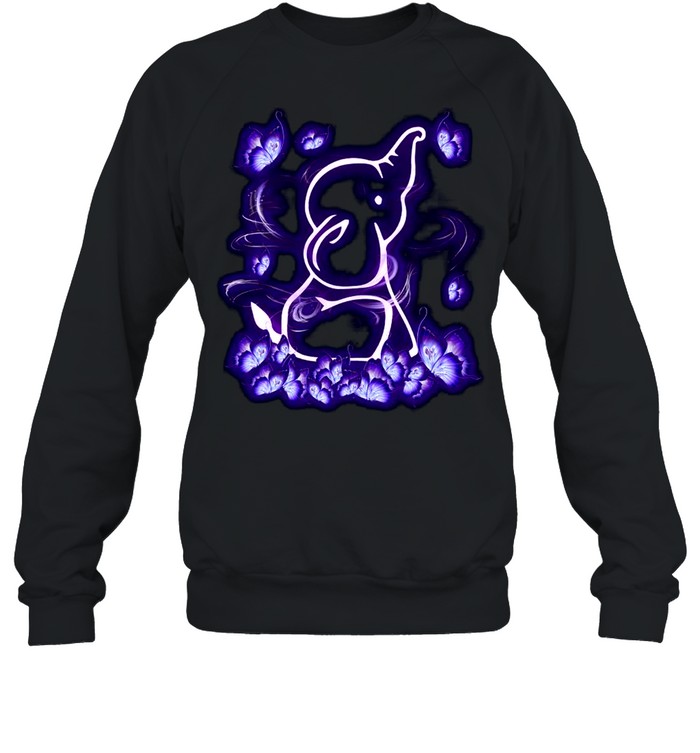 Butterfly And Elephant Magical Purple Elephant Lovers T-shirt Unisex Sweatshirt