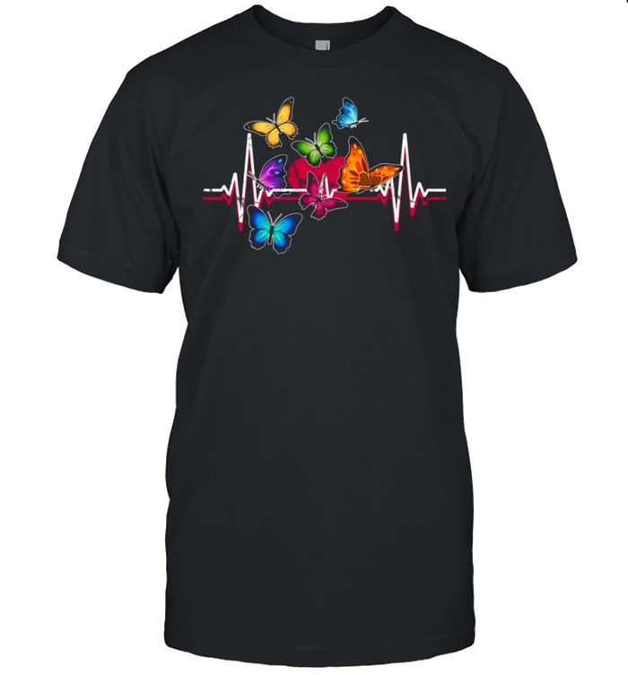 EKG Puls Herz Schmetterling Butterfly Blumen Vegan Veganer shirt Classic Men's T-shirt