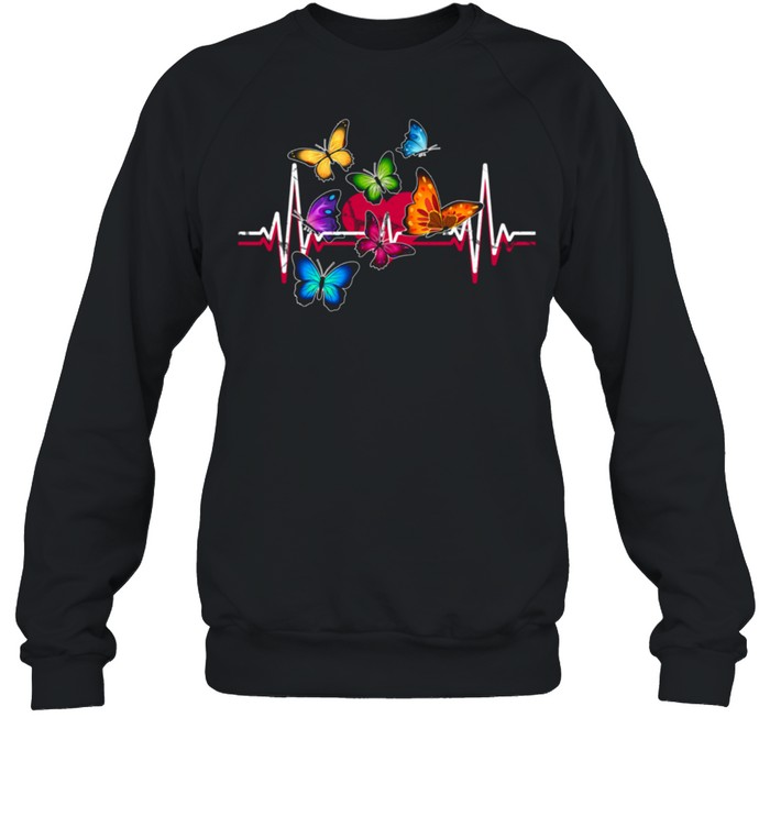 EKG Puls Herz Schmetterling Butterfly Blumen Vegan Veganer shirt Unisex Sweatshirt