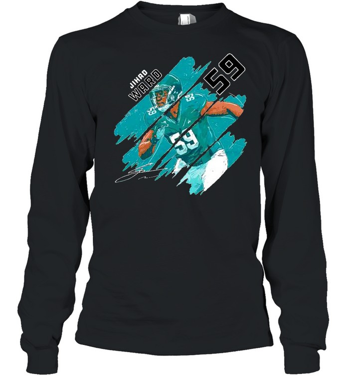 Jacksonville Jaguars 59 Jihad Ward stripes signature shirt Long Sleeved T-shirt