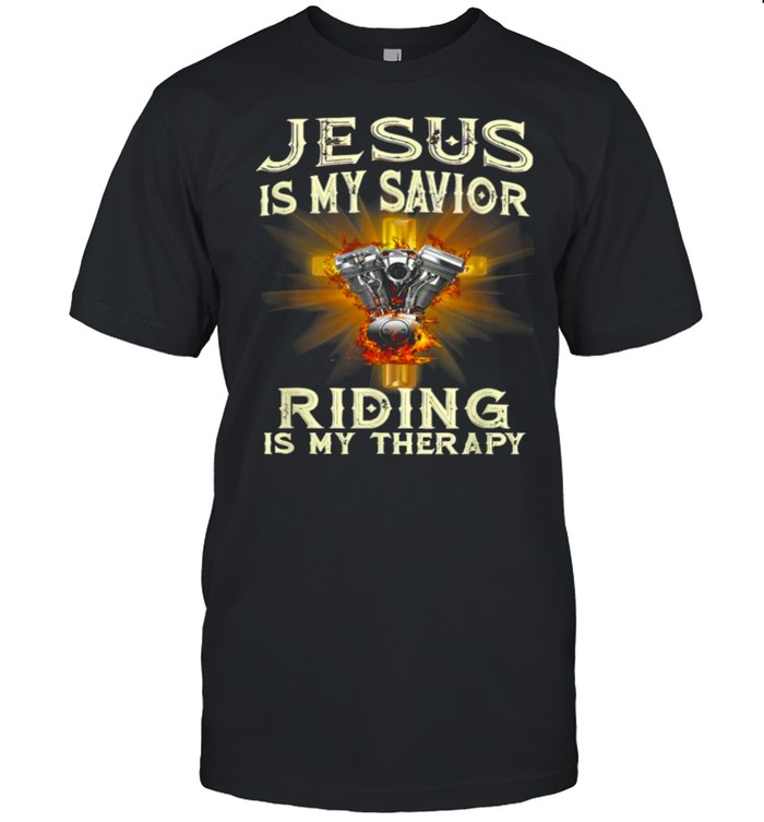 Jesus Is My Savior Riding Is My Therapy Jesus Motorcycle T- Classic Men's T-shirt