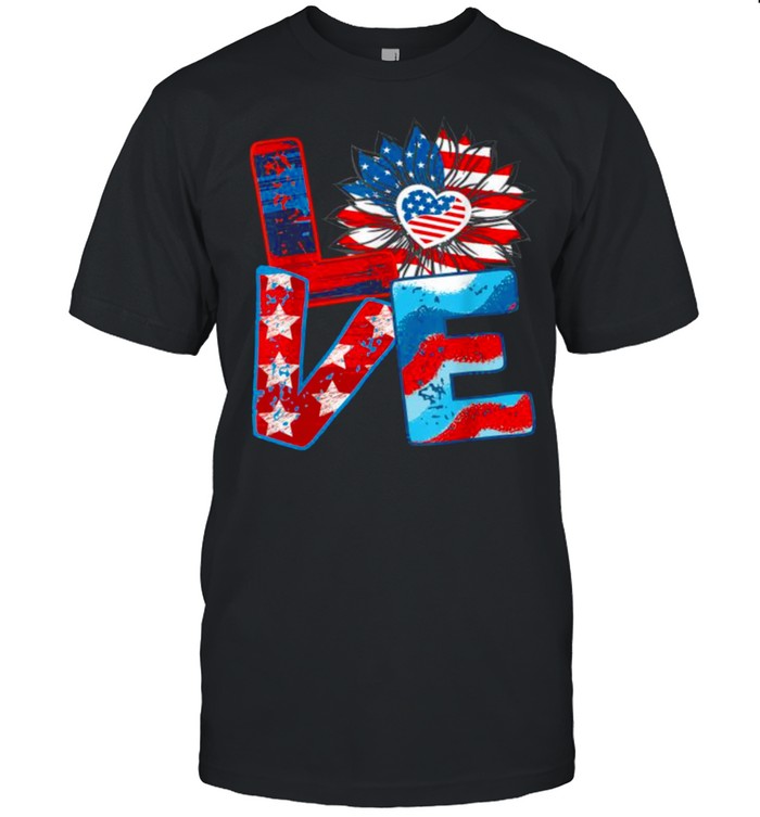 Love My America Sunflower 4th July Patriotic T- Classic Men's T-shirt