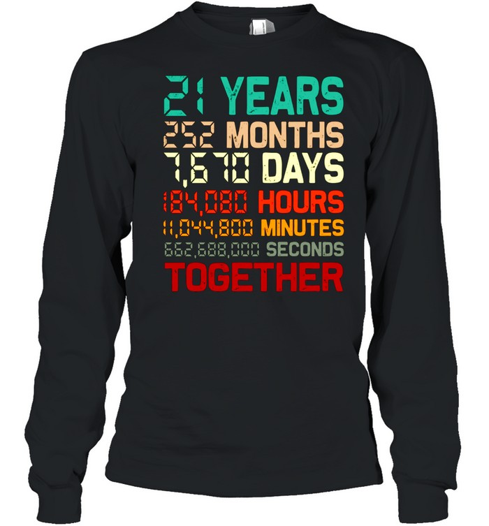 21 Years Together Couple Matching 21st Wedding Anniversary shirt Long Sleeved T-shirt