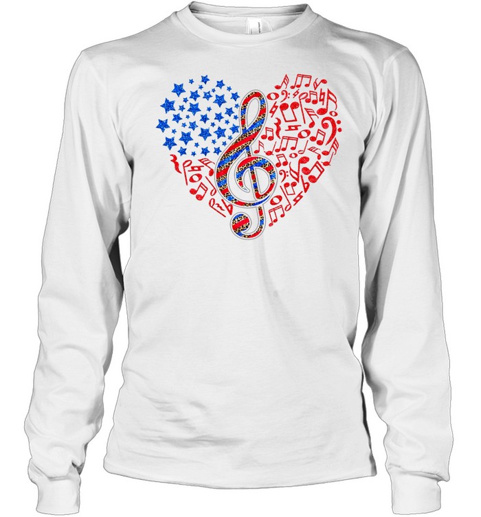 Heart note music love music shirt Long Sleeved T-shirt