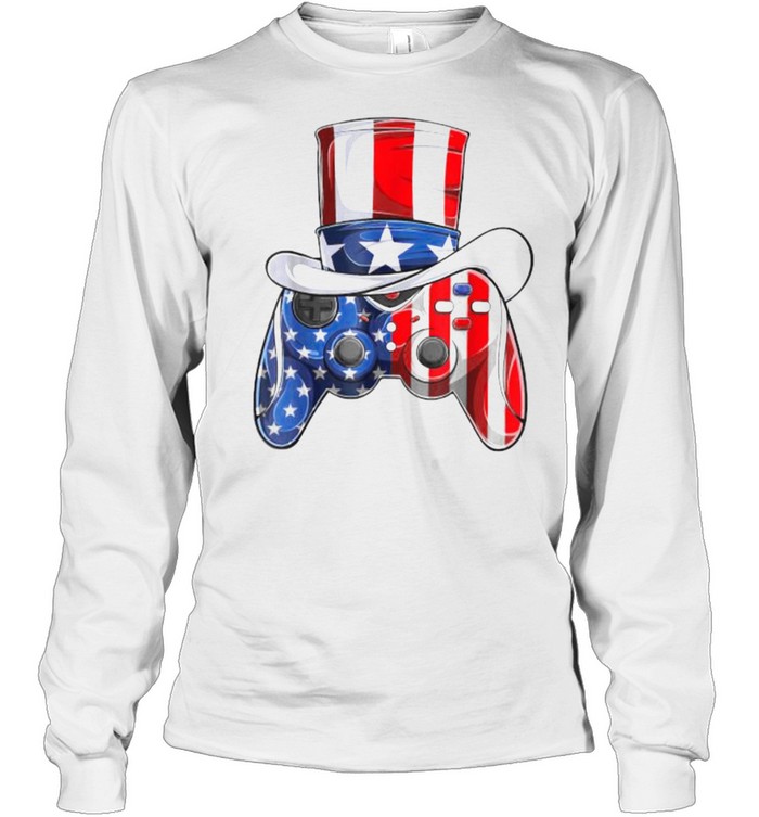 4th Of July Patriotic American Flag Video Game T- Long Sleeved T-shirt