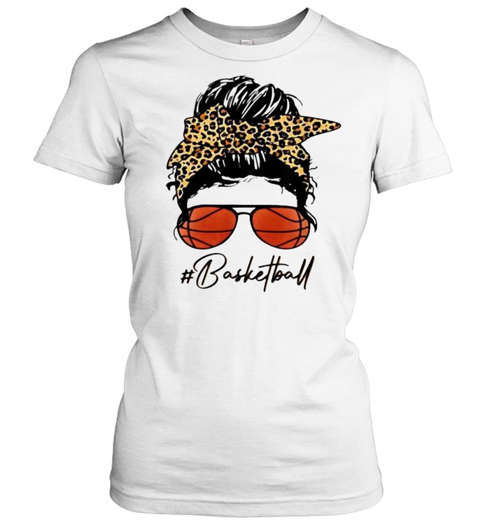 Basketball Mom With Leopard And Messy Bun Classic Women's T-shirt