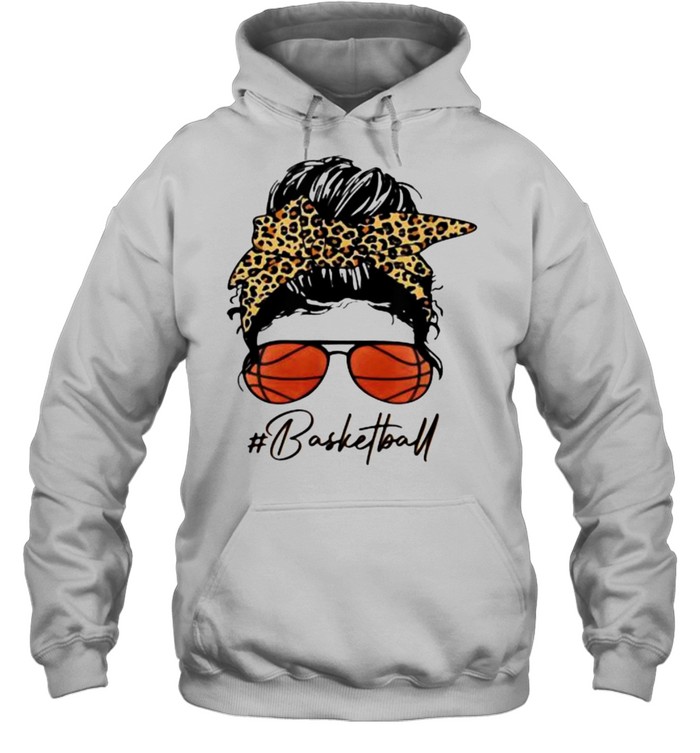 Basketball Mom With Leopard And Messy Bun Unisex Hoodie