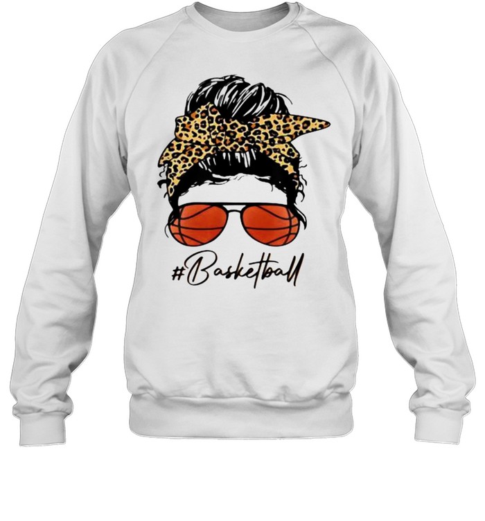 Basketball Mom With Leopard And Messy Bun Unisex Sweatshirt