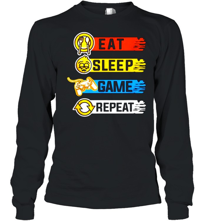 Eat Sleep Game Repeat Funny Video Games T- Long Sleeved T-shirt