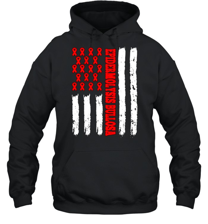 Epidermolysis Bullosa Awareness EB Related Red Ribbon Premium T- Unisex Hoodie