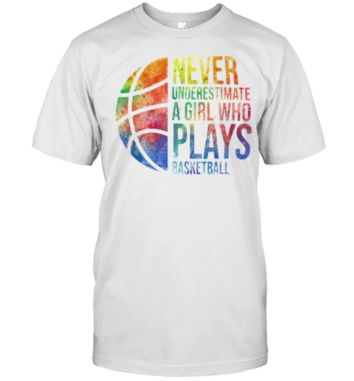 Never Underestimate A Girl Who Plays Basketball Watercolor Classic Men's T-shirt