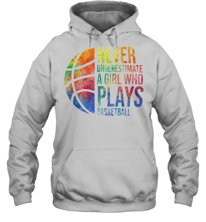 Never Underestimate A Girl Who Plays Basketball Watercolor Unisex Hoodie